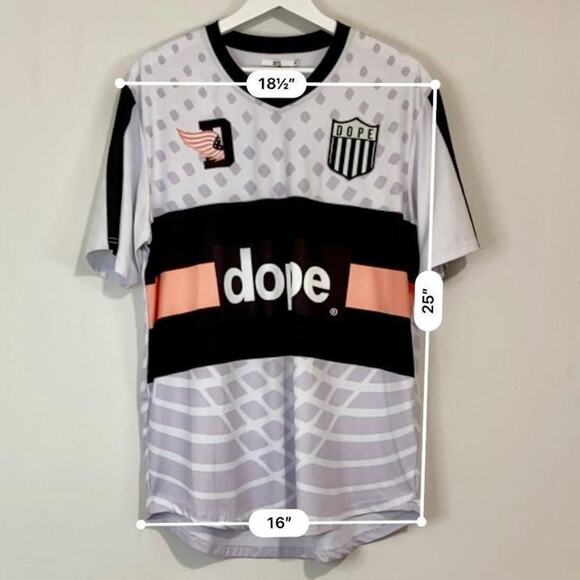Dope Men’s Diego Jersey Soccer White Black Grey Size Medium EUC - Picture 7 of 9